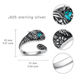 Sterling Silver Oxidized Dragonfly Butterfly Hummingbird Sea Turtle Anchor Cross Tree of Life Sunflower Spoon Ring