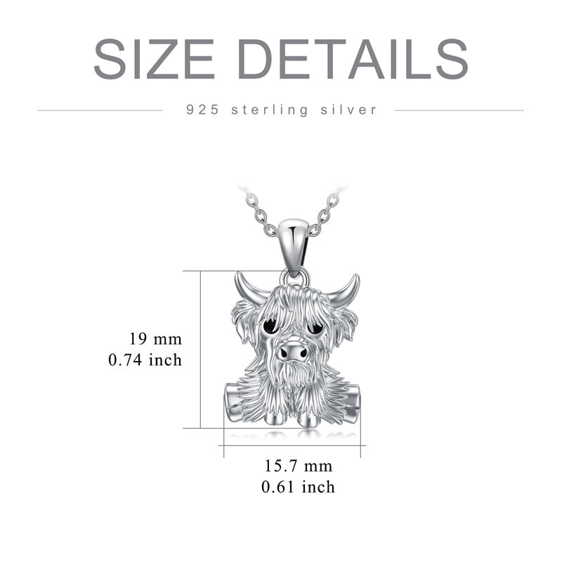 Sterling Silver Highland Cow Necklace