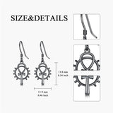 Sterling Silver Medieval Sword Dangle Cross Knives  Ankh Drop Earrings