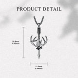 Sterling Silver Cross Deer Antler Fish Hook Hunting Pendant Necklace for Men