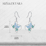 Sterling Silver Texas State Map Flag Dangle Earrings