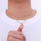 Sterling Silver Cross Pendant Necklace with 3.0mm Stainless Steel Cuban Chain