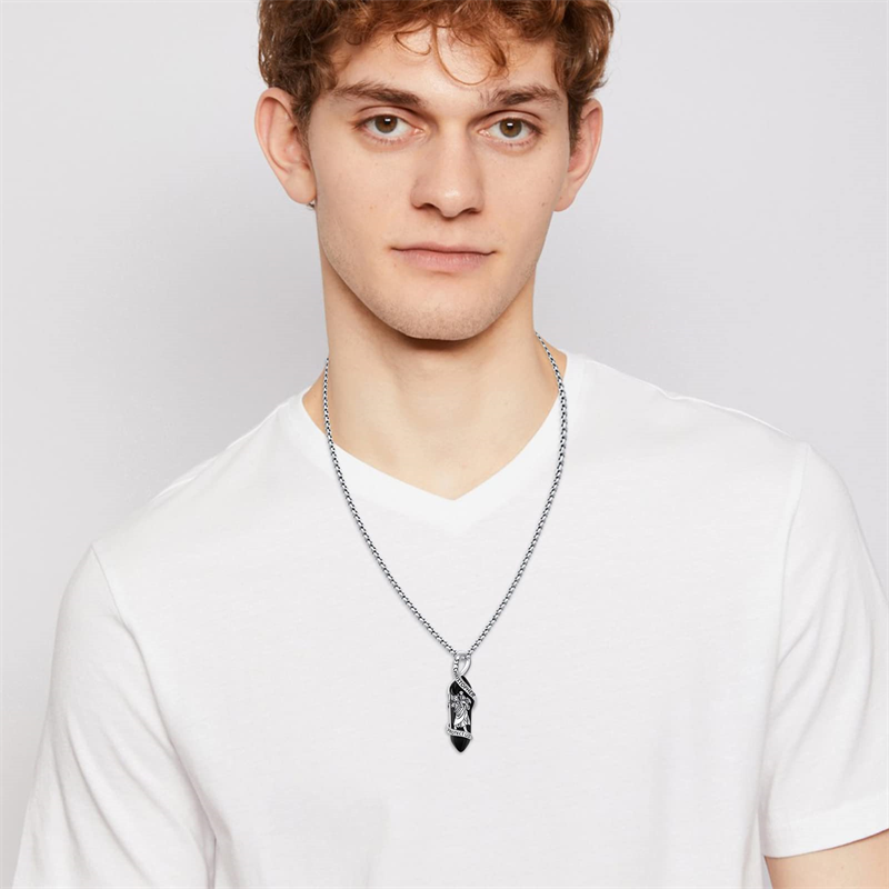 Sterling Silver Crystal Saint Michael Saint Christopher Guardian Angel Guadalupe Pendant Necklace