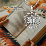 Sterling Silver Crown of Thorns Crucifix Cross Pendant Necklace for Men