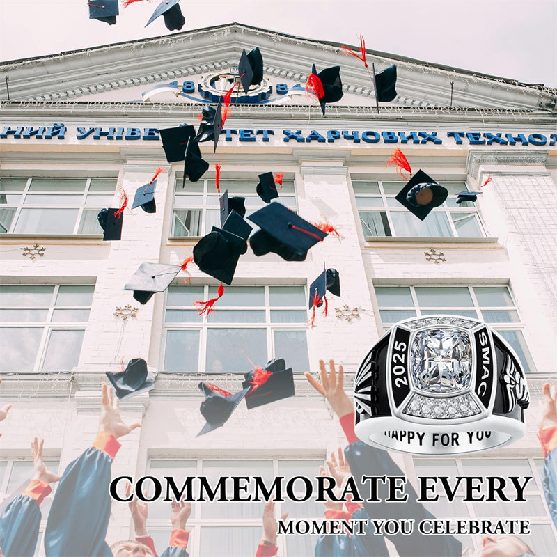 Sterling Silver Personalized  Birthstone Engraved Class Ring Graduation Jewelry