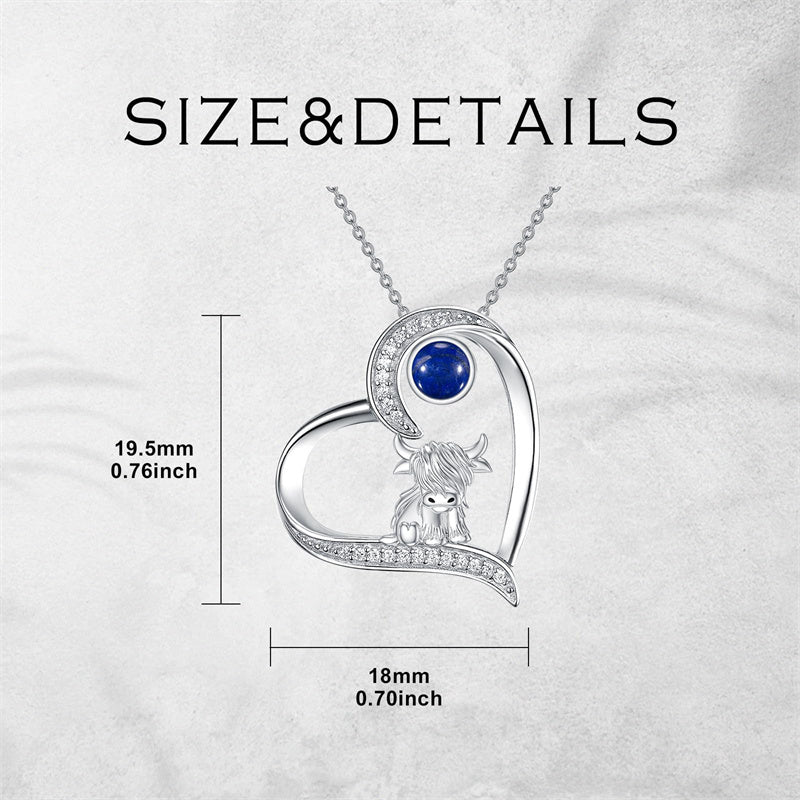 Sterling Silver Highland Cow Pendant Necklace