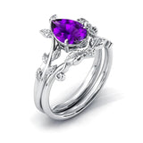 Sterling Silver 10K 14K 18K Gold 1ct Pear Shaped Gemstone Gemstone Engagement Ring Wedding Ring Sets