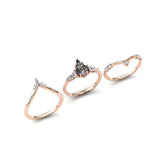 Sterling Silver 10K 14K 18K Personalized Engraved 2CT Natural Black Rutilated Quartz Engagement Ring Set