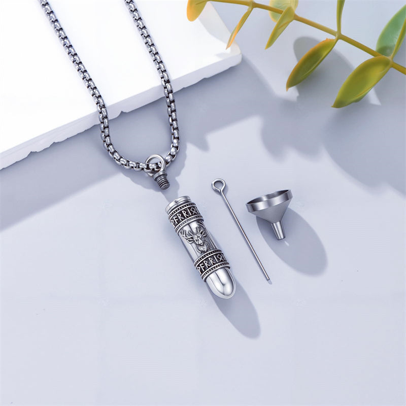 Sterling Silver Bear Lion Eagle Compass Tree of Life Bullet Urn Necklaces for Ashes