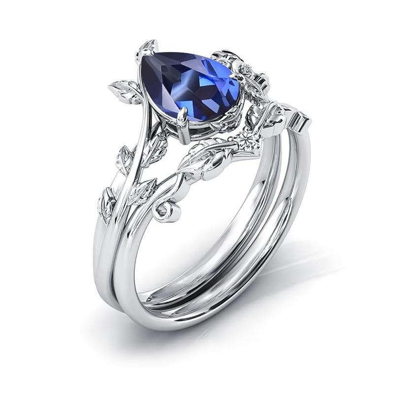 Sterling Silver 10K 14K 18K Gold 1ct Pear Shaped Gemstone Gemstone Engagement Ring Wedding Ring Sets