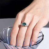 Sterling Silver 3.0 Carat Green Moissanite Engagement Ring