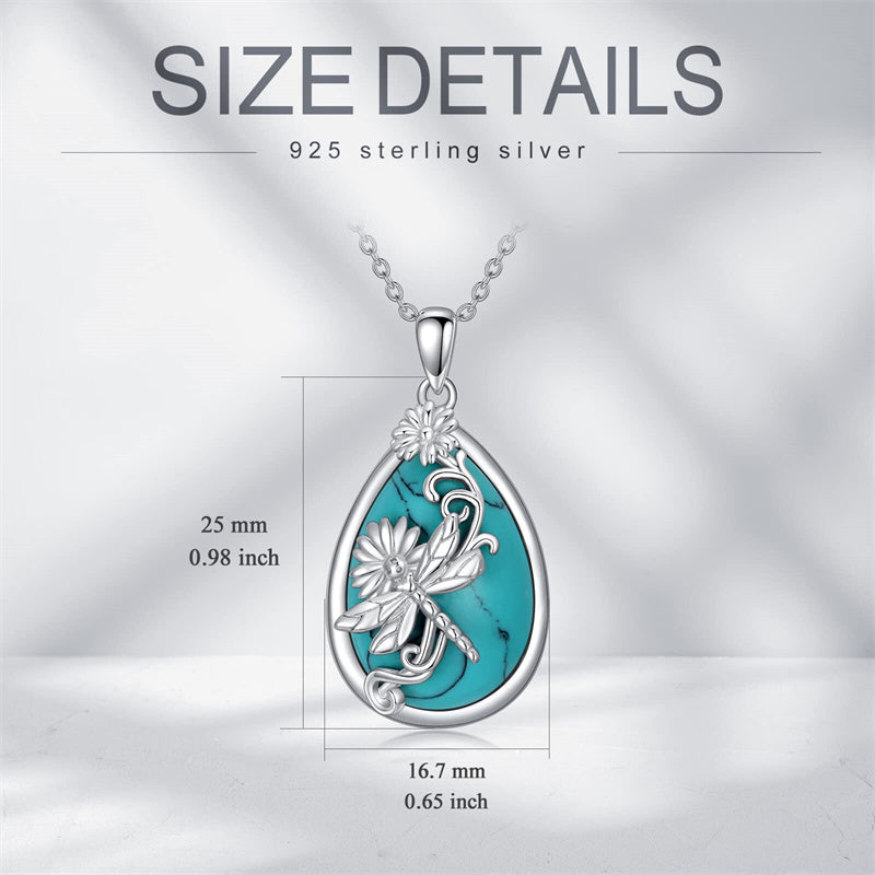 Sterling Silver Turquoise Dragonfly Pendant Necklace