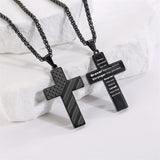 Stainless Steel Personalized Engraved American Flag Cross Pendant Necklace