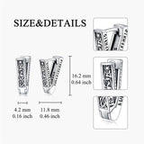 Sterling Silver Cross Sun Viking Wave Hoop Earrings for Men