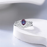 Sterling Silver 10K 14K 18K Gold  Oval Cut Unique Vine Gemstone Wedding Ring Set