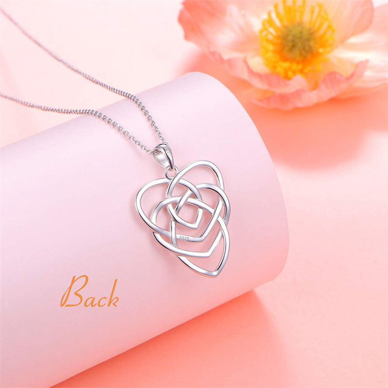Sterling Silver Celtic Knot Mother and Child Pendant Necklace