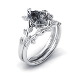 Sterling Silver 10K 14K 18K Gold 1ct Pear Shaped Gemstone Gemstone Engagement Ring Wedding Ring Sets