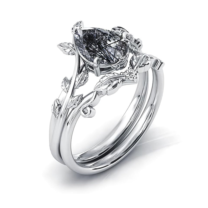 Sterling Silver 10K 14K 18K Gold 1ct Pear Shaped Gemstone Gemstone Engagement Ring Wedding Ring Sets