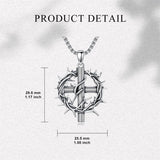 Sterling Silver Crown of Thorns Crucifix Cross Pendant Necklace for Men