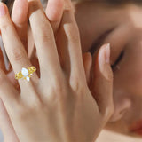 Sterling Silver 10K 14K 18K Gold Pear Cut Gemstone Leaf  Engagement Ring Set