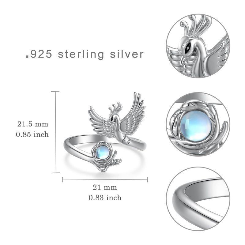 Sterling Silver  Moonstone Phoenix Ring