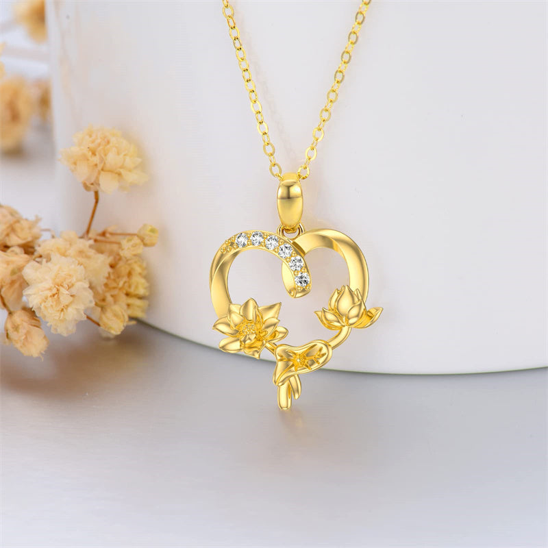 14k Gold Birth Flower Pendant Necklace
