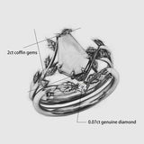 Sterling Silver Coffin Shap Vintage Gemstone Set Engagement Ring