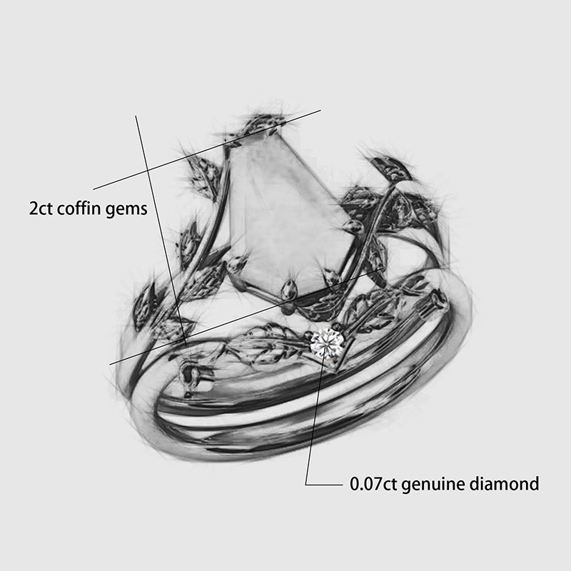 Sterling Silver Coffin Shap Vintage Gemstone Set Engagement Ring