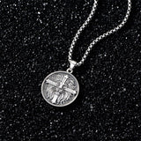 Sterling Silver Faith Bible Lion Pendant Necklace for Men