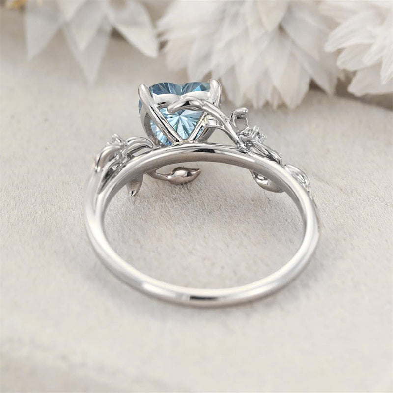 Sterling Silver 10K 14K 18K Solid Gold Heart Gemstone Vintage Engagement Ring Wedding Promise Anniversary Ring