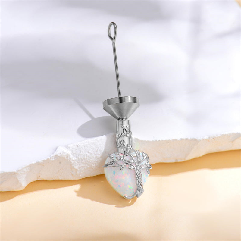 Sterling Silver Crystal Heart Tree of Life Urn Necklace for Ashes