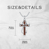 Sterling Silver Fish Hook Cross Pendant Necklace for Men