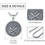Sterling Silver Islamic Allah Religious Pendant Necklace