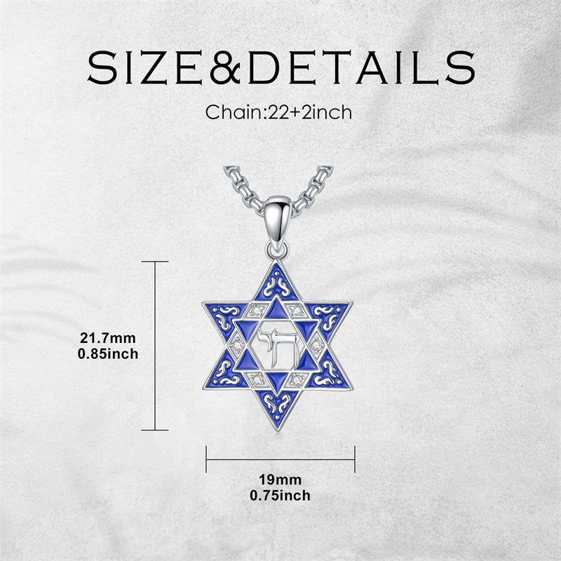 Sterling Silver Star of David, Evil Eye, Tree of Life, Cross Lion, Chai Pendant Necklace