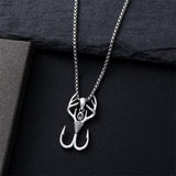 Sterling Silver Antler Pendant Necklace for Men