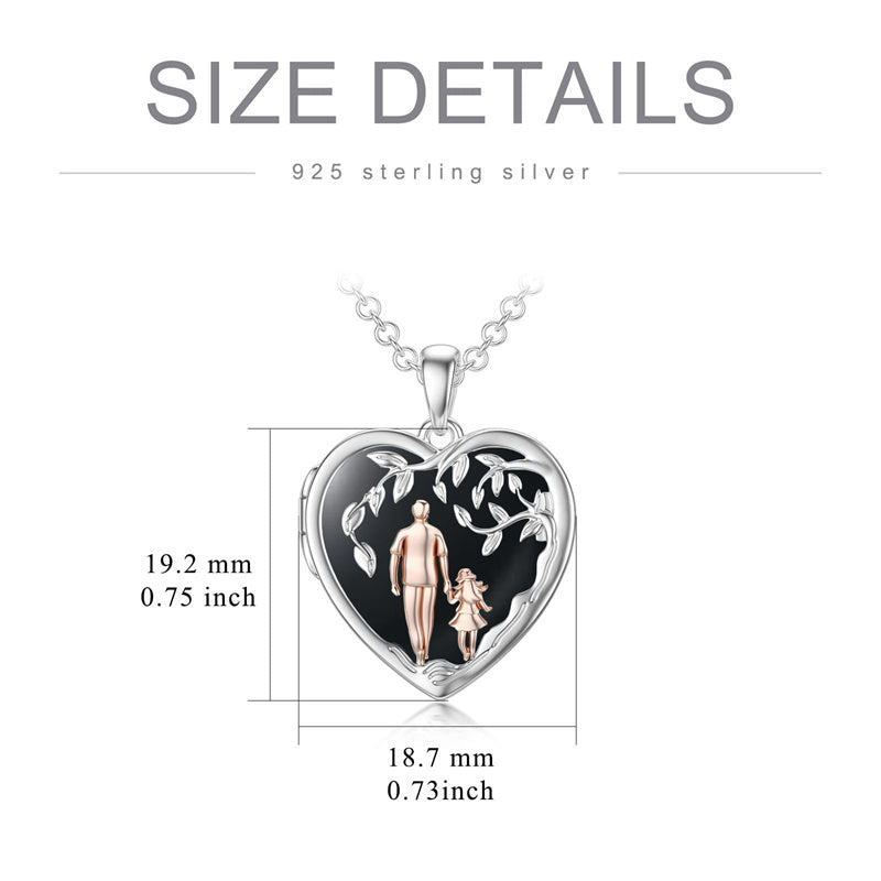 Sterling Silver Personalized Photo Blue Opal Luminous Stone Pink Opal Father Daughter Pendant Necklace