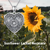 Sterling Silver Personalized Photo Heart Sunflower Pendant Necklace