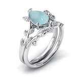 Sterling Silver 10K 14K 18K Gold 1ct Pear Shaped Gemstone Gemstone Engagement Ring Wedding Ring Sets