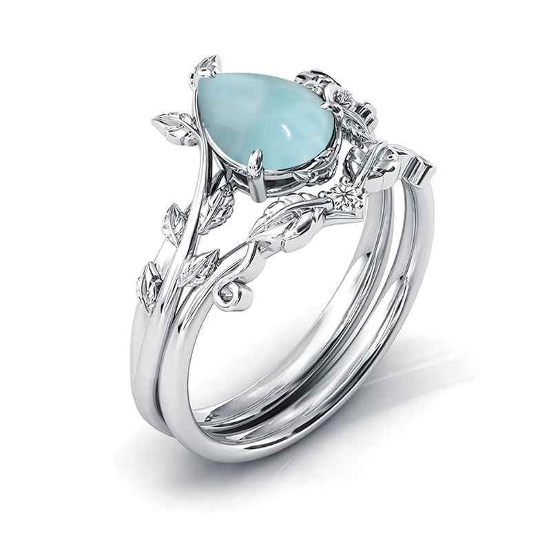 Sterling Silver 10K 14K 18K Gold 1ct Pear Shaped Gemstone Gemstone Engagement Ring Wedding Ring Sets