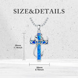 Sterling Silver Fish Hook Cross Pendant Necklace for Men