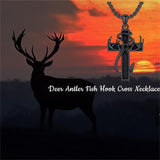 Sterling Silver Fish Hook Cross Pendant Necklace for Men