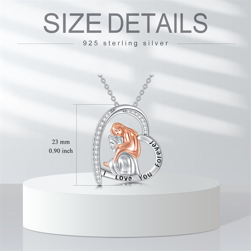 Sterling Silver Father Daughter Heart Pendant Necklace from Dad Gift for Daughter