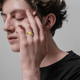 Sterling Silver Personalized Birthstone Engraved Pattern Class Band Ring For Men