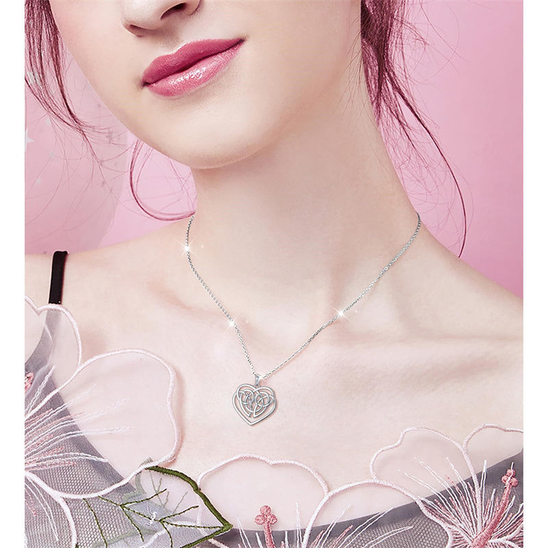 Sterling Silver Celtic Knot Mother and Child Pendant Necklace