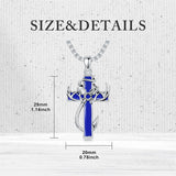 Sterling Silver Fish Hook Cross Pendant Necklace for Men