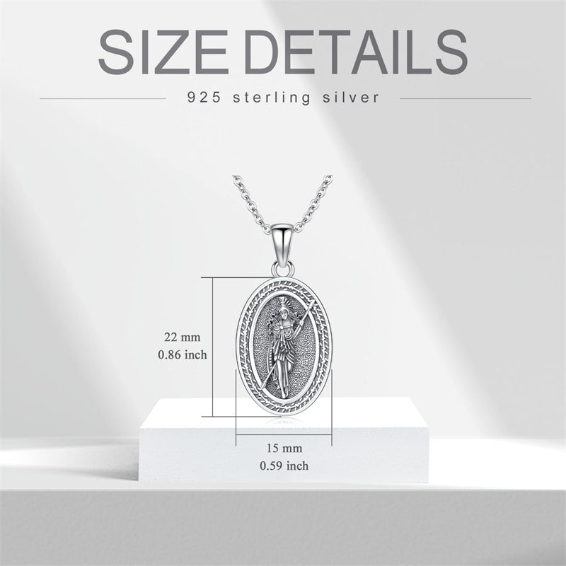 Sterling Silver Medusa Triple Moon Goddess Athena Pendant Necklace for Women