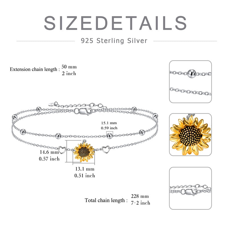 Sterling Silver Sunflower Bracelet