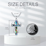 Sterling Silver Fish Hook Cross Pendant Necklace for Men