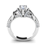 Sterling Silver Personalized Engraved Diamond Wedding Ring Set  Engagement Ring