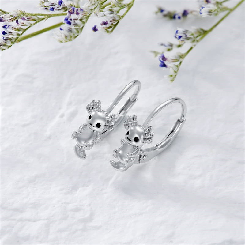 Sterling Silver Axolotl Leverback Earrings